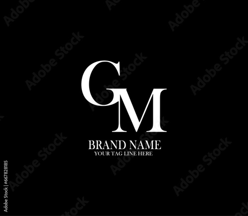 GM letter logo. Alphabet letters Initials Monogram logo. background with black