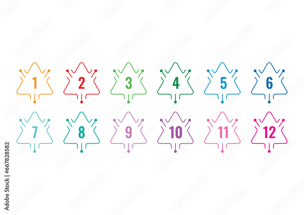 numbers 1-12 in colored triangles. 1-12 math numbers. 1-12 sequential numbers for education, business, university, academia numbers 1-12 in colored triangles. 1-12 math numbers. 1-12 sequential numbers for education, business, university, academia