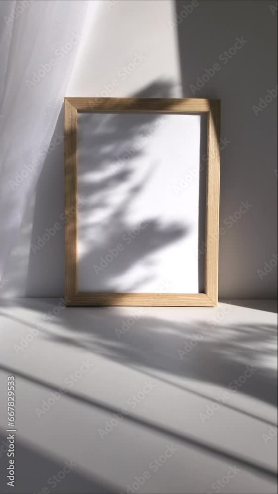 Mockup frame in sunny bright room, poster mockup to showcase artwork Mockup frame in sunny bright room, poster mockup to showcase artwork