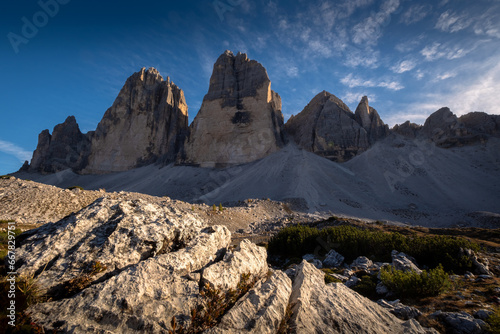 The Tre Cime di Lavaredo in the Sexten Dolomites of northeastern Italy.