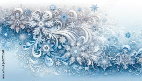 Winter magical background with snowflakes. Abstract winter scene.