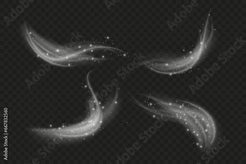 Cold winter wind texture. Holiday vector blizzard. Christmas effect of a cold blizzard. Vector PNG.