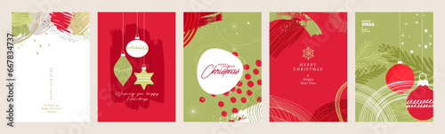 Merry Christmas and Happy New Year greeting cards. Vector illustration concepts for background, greeting card, party invitation card, website banner, social media banner, marketing material.