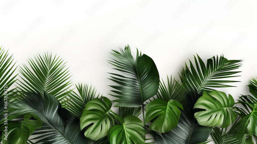 Sleek Minimalistic Palm Fronds on White Background