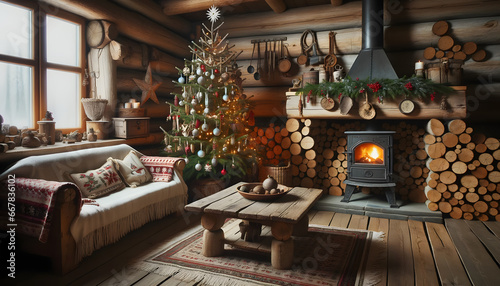 Christmas tree cozy christmas feeling, generative ai © DataBrush