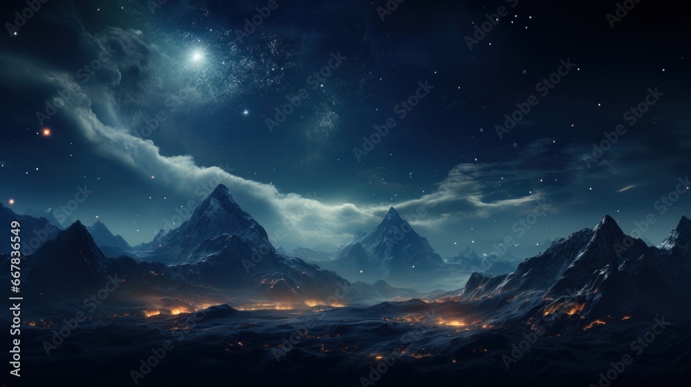 night sky over the mountains