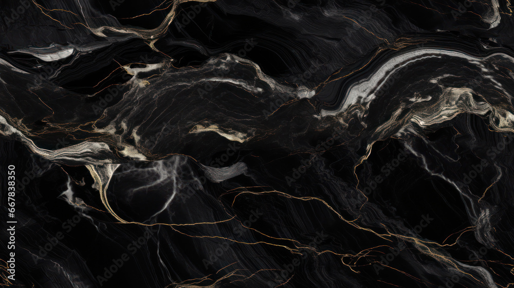 Fototapeta premium Luxurious Black Gray and Golden Marble Tile Backdrop: Ideal for Stylish Home Decor