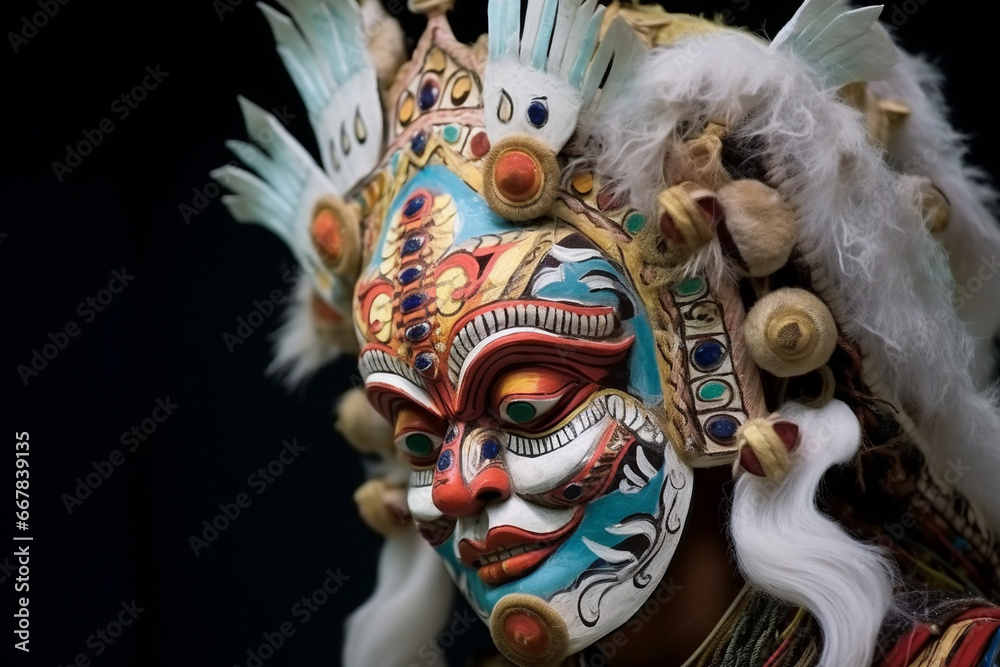 A mesmerizing traditional mask-changing performance, love and creativity with copy space