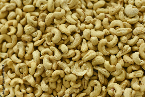 A collection of raw cashew nuts