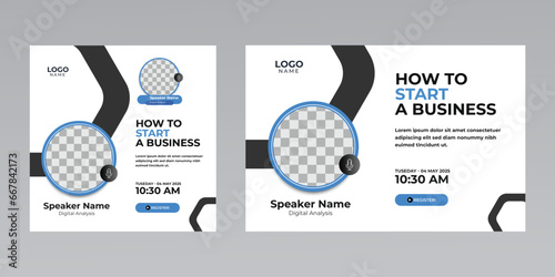 digital marketing corporate social media business conference live webinar invitation and instagram post template. 