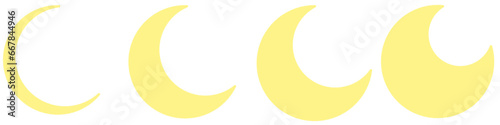 yellow crescen moon icon set