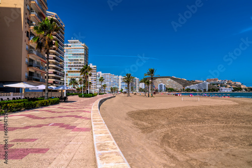 Cullera promenade at Raco beach Valencian Community Spain beautiful tourist town by Mediterranean © acceleratorhams