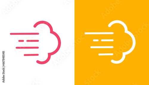 Cuadro en lienzo Speed fast motion cloud icon line outline art vector graphic comic humor cartoon