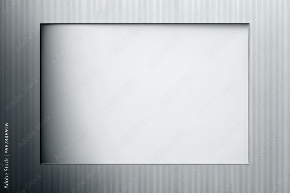 Blank white billboard on metal wall Blank white billboard on metal wall