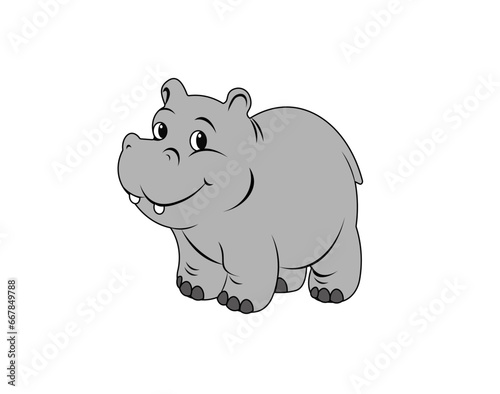 Vector illustration of cartoon hippopotamus isolated on white background