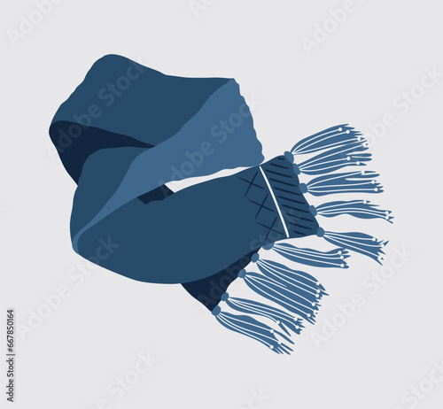 blue scarf isolated on gray. vector illustration