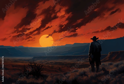 silhouette of a cowboy