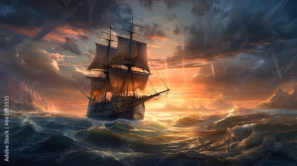 Obraz premium ship in the sea