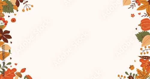 Thanksgiving Day poster for the holiday. Background for postcard, autumn icon. Autumn. Place for text. Vector illustration
