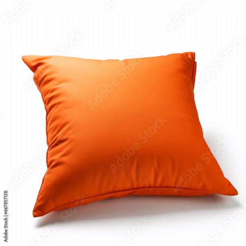 Soft orange pillow isolated on white background