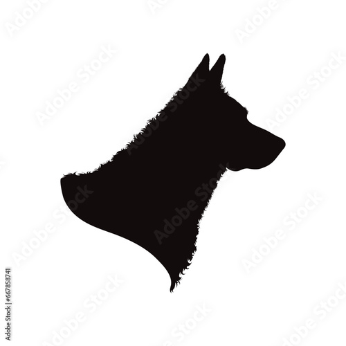 Vector silhouette of german shepherd on white background. Symbol of pet and dog.