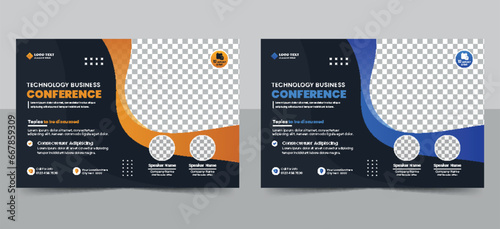 Corporate horizontal business conference flyer template