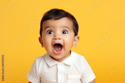 Surprise and Delight  Cute Indian Baby Reacting with Excitement generative ai