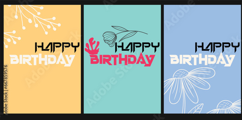 Birthday cards . Handwritten lettering. Birthday party, celebration, congratulations, invitation concept. Vector illustration. Postcard, card, cover.