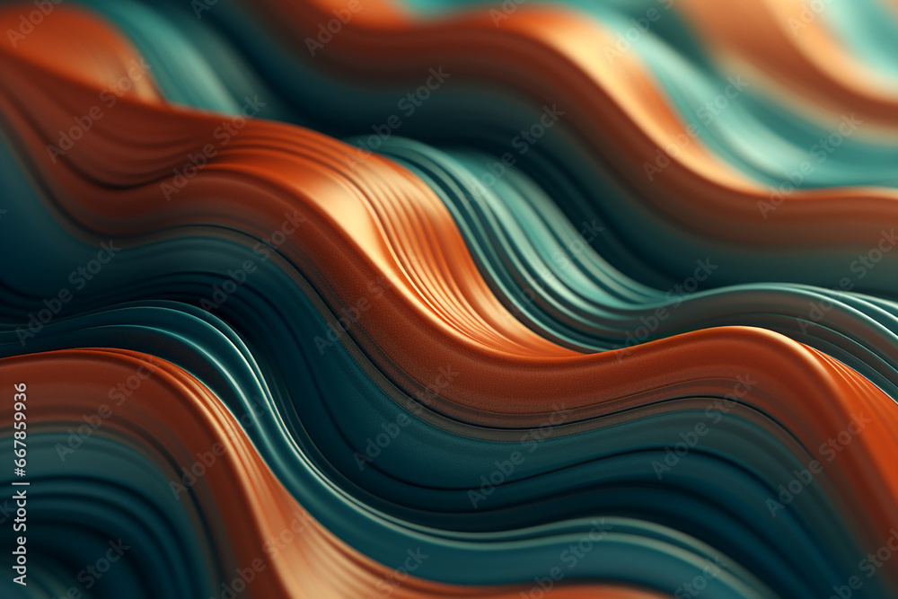 Abstract 3D Render with Organic, Undulating Forms: Trendy Colors Abstract 3D Render with Organic, Undulating Forms: Trendy Colors