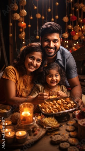 Indian family at Diwali time generative ai 