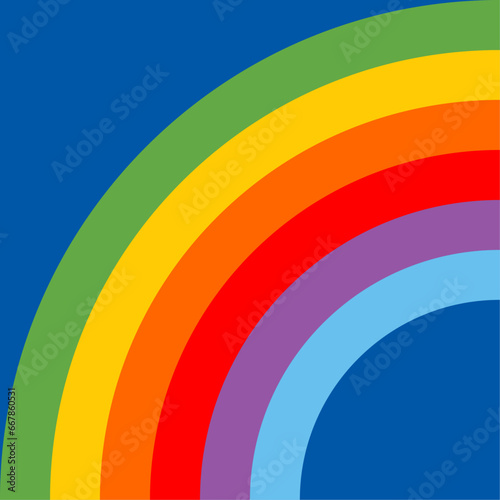 Rainbow colors on a blue background