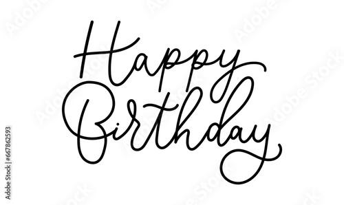 Chic Lettering Birthday Greeting Card. Hand-Drawn text Happy Birthday isolated on white background. Elegant Design for greeting card and Invitation. Script vector illustration