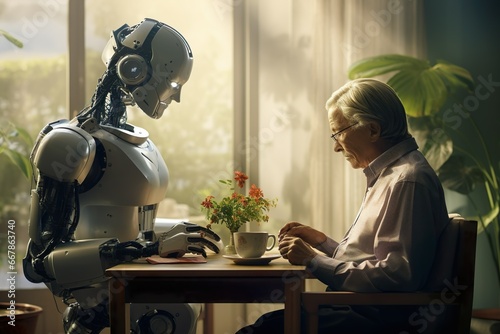 Ein Roboter als Pfleger in einem Altersheim photo