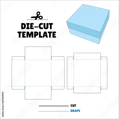 Box With Flip Lid Packaging Die Cut Template Design. 3D Mock Up. - Template Caixa de embalagem die corte modelo design. Sacola, Envelope - Caixa Presente - Gift