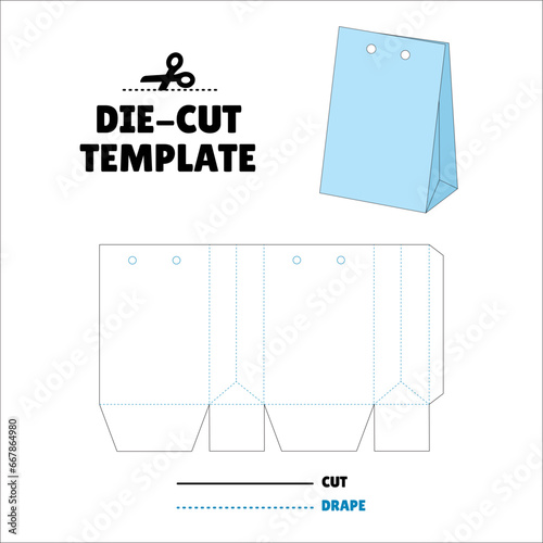 Box With Flip Lid Packaging Die Cut Template Design. 3D Mock Up. - Template Caixa de embalagem die corte modelo design. Sacola, Envelope - Caixa Bolsa - Bag