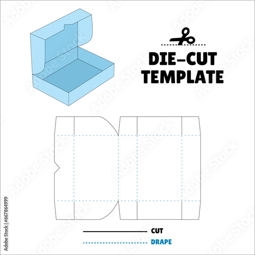 Box With Flip Lid Packaging Die Cut Template Design. 3D Mock Up. - Template Caixa de embalagem die corte modelo design. Sacola, Envelope