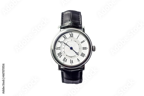 Classic wristwatch with black leather strap