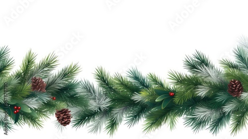 Christmas banner featuring holly and fir elements against a light background  offering abundant space for your custom text.