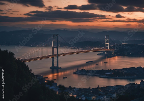 Istanbul Bridge Bosphorus - Created with Generative AI Technology