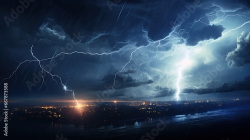  Lightning thunderstorm flash night Concept 