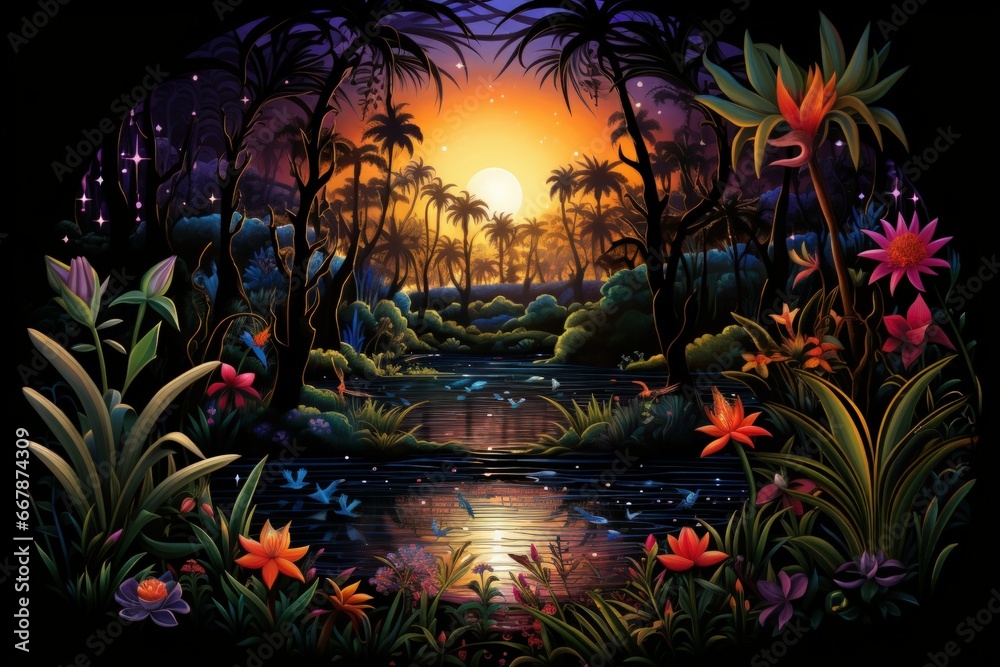 Fototapeta premium Soothing oasis spirits, granting respite and solace to weary travelers - Generative AI