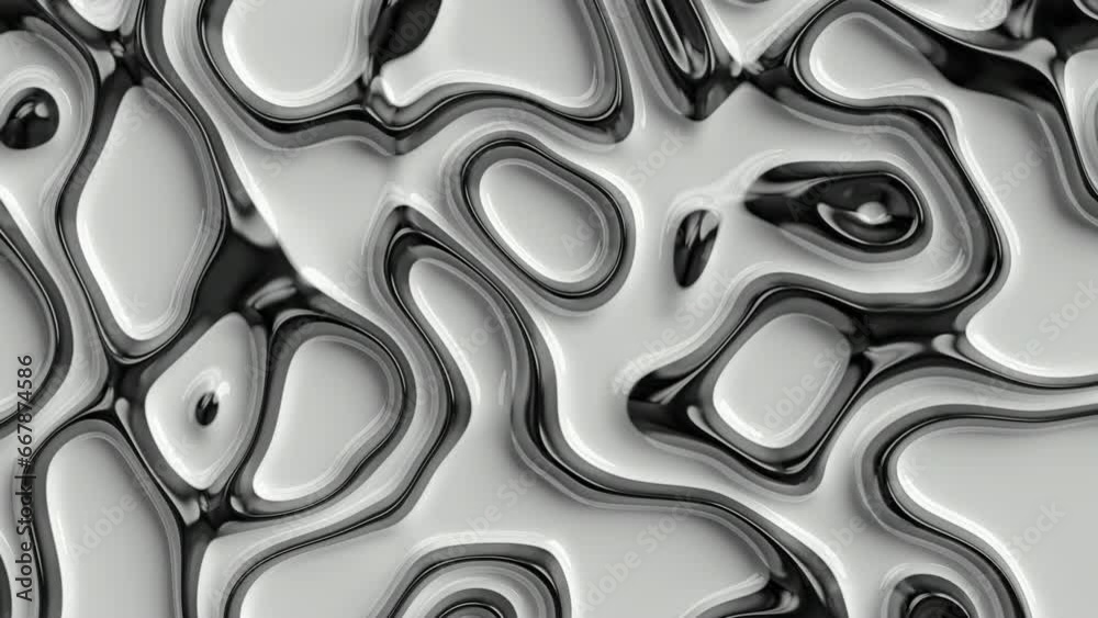Smooth fractal noise striped elements on the surface. Bright, black and white motion background. Seamless loop. Smooth fractal noise striped elements on the surface. Bright, black and white motion background. Seamless loop.