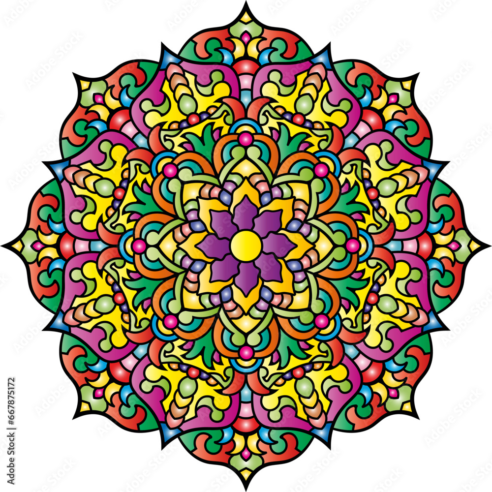 Mandala. Arabic, Indian, Islam, Chinese motifs. Vector illustration.