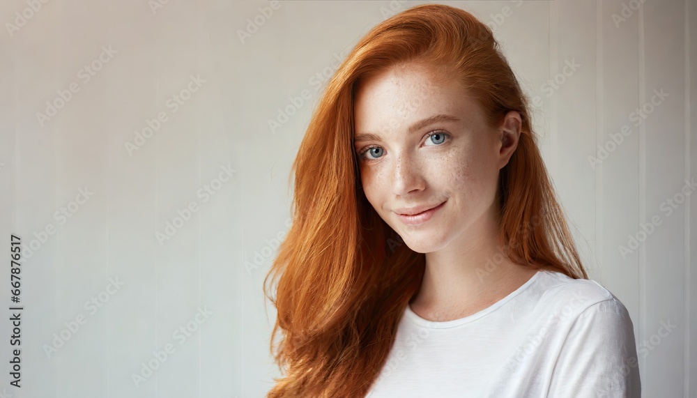 Fototapeta premium Confident Redhead Woman Portrait with Copyspace