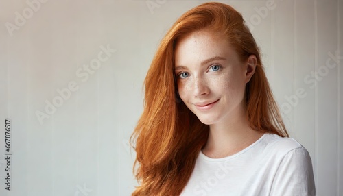 Confident Redhead Woman Portrait with Copyspace