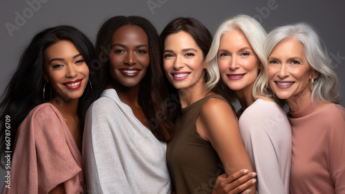 portrait of five happy women photo