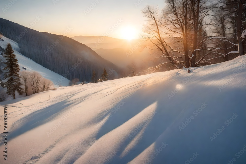 A breathtaking sunrise over the majestic mountains, illuminating the landscape with the warmth and serenity of a new day A breathtaking sunrise over the majestic mountains, illuminating the landscape with the warmth and serenity of a new day