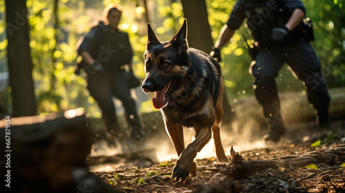 German shepherd used in canine unit to track a suspect or escapee photo