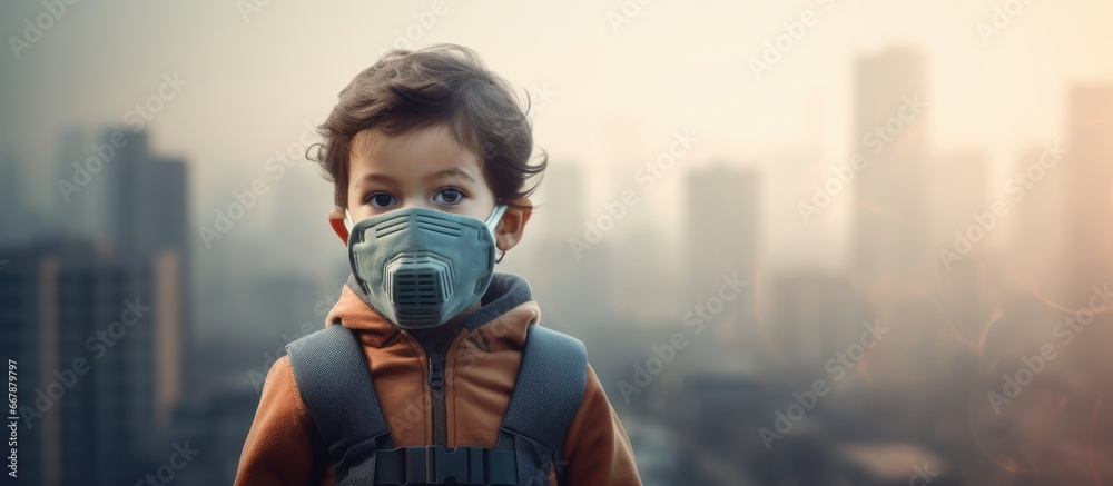 Poor air quality poses a danger to children prompting the use of masks to protect against harmful dust particles Poor air quality poses a danger to children prompting the use of masks to protect against harmful dust particles