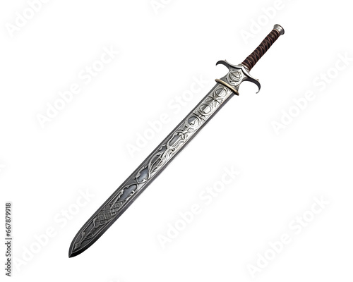Medieval Pure iron Viking Sword (PNG Cutout) isolated on a transparent background, AI